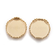 304 Stainless Steel Cabochon Settings, Lace Edge Bezel Cups, Flat Round, Golden, Tray: 15mm, 17.5x4mm(STAS-P249-15G)