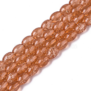 Transparent Crackle Glass Beads Strands, Oval, Light Salmon, 8x5.5~6mm, Hole: 1mm, about 100pcs/strand, 31.4 inch(X-DGLA-S085-6x8-05)