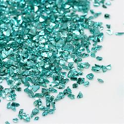 Piezo Glass Beads, No Hole Beads, Chip, Dark Turquoise, 1~1.5x1~1.5mm, about 440~450g/bag(PIEG-R001-A02)