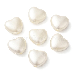 ABS Plastic Imitation Pearl Beads, Heart, WhiteSmoke, 10x11x5.5mm, Hole: 1.8mm(X-OACR-T018-10A)