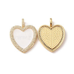 Rack Plating Brass Micro Pave Cubic Zirconia Pendants, with Enamel, Long-Lasting Plated, Cadmium Free & Lead Free, Heart, Real 18K Gold Plated, 29.5x23x2.5mm, Hole: 5x2.5mm(KK-F852-13G)