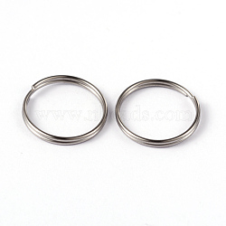 304 Stainless Steel Split Rings, Double Loops Jump Rings, Stainless Steel Color, 15x1.8mm(STAS-L176-18)