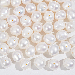 1 Strand Natural Cultured Freshwater Pearl Beads Strands, Round, Floral White, 8~9mm, Hole: 0.8mm, about 47pcs/strand, 14.76 inch(PEAR-NB0002-44)