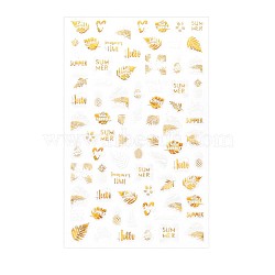 Shining Watermark Slider Art Stickers, 3D Hot Stamping Nail Decals, Self Adhesive, for Manicure Decorations, Leaf Pattern, 122x76mm(MRMJ-T072-07)