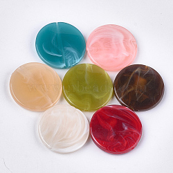 Acrylic Beads, Imitation Gemstone Style, Flat Round, Mixed Color, 24~25x4.5~5mm, Hole: 1.8mm(X-OACR-T011-29A)