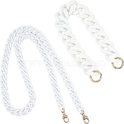 2Pcs Acrylic Curb Chain Bag Strap, with Alloy Clasps, for Bag Replacement Accessories, White, 100cm, 1pc(FIND-WR0002-18)