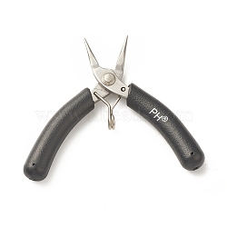 Iron Jewelry Pliers, Round Nose Plier, Bent Nose Pliers, Black, 10.2x5.7x1.2cm(PT-F005-05)