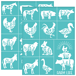 Self-Adhesive Silk Screen Printing Stencil, for Painting on Wood, DIY Decoration T-Shirt Fabric, Turquoise, Farm, 280x220mm(DIY-WH0338-244)