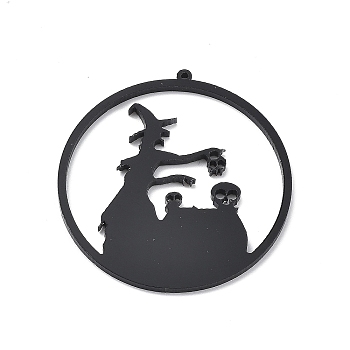 Halloween Printed Acrylic Big Pendants, Black, Human, 51x48.5x2mm, Hole: 1.4mm