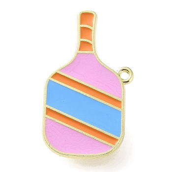 Sports Theme Pickleball Paddle Charms Enamel Pins, Alloy Lapel Pin Backs for Backpack Clothes, Golden, Colorful, 21x37mm, Hole: 1.8mm
