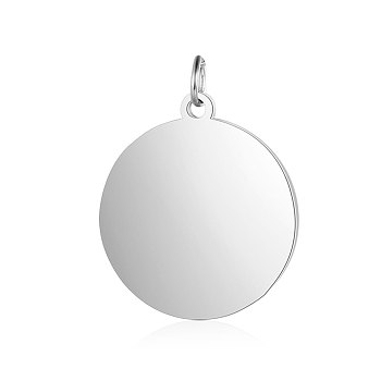 304 Stainless Steel Pendants, Flat Round, Stamping Blank Tag, Stainless Steel Color, 22.5x20x1.5mm, Hole: 3.5mm