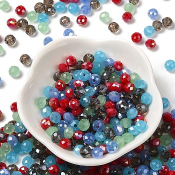 Glass Beads, Faceted, Rondelle, Light Steel Blue, 6x5mm, Hole: 1mm, about 280pcs/60g