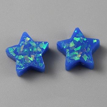 Resin Imitation Opal Beads, Star, Royal Blue, 11x11.3x4mm, Hole: 1.4mm