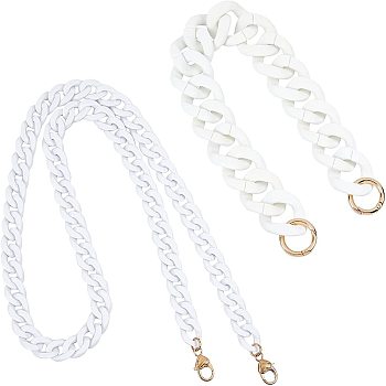2Pcs Acrylic Curb Chain Bag Strap, with Alloy Clasps, for Bag Replacement Accessories, White, 111cm, 1pc