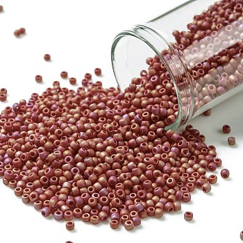 TOHO Round Seed Beads, Japanese Seed Beads, (768) Opaque Red Rainbow Matte, 11/0, 2.2mm, Hole: 0.8mm, about 5555pcs/50g