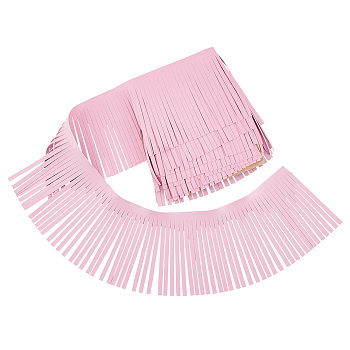 Elite 2 Meters PU Imitation Leather Tassels Trimming, for Costume Accessories, Pink, 100~105x0.5mm