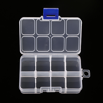 Plastic Bead Storage Container, Adjustable Dividers Box, Removable 8 Compartments Organizer Boxes, Rectangle, Clear, 10.5x6.6x2.3cm, Compartment: 3.1x2.7x2cm