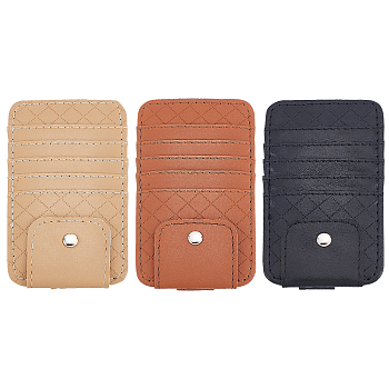 SUPERFINDINGS 3Pcs 3 Colors Imitation Leather Car Sun Visor Organizers, Car Eyeglasses Holder Clip with Storage Pockets, Car Interior Accessories, Rectangle, Mixed Color, 14.4x8.25x0.8cm, 1pc/color