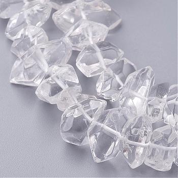Natural Quartz Crystal Beads Strands, Rock Crystal Beads, Nuggets, 14.5~21.5x7~9x7~11mm, Hole: 1mm, about 60pcs/strand, 15.3 inch