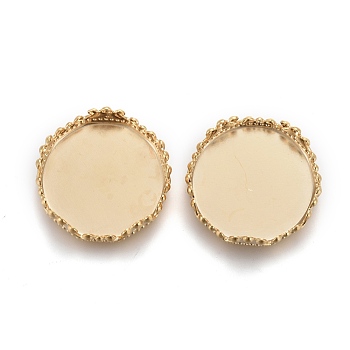 304 Stainless Steel Cabochon Settings, Lace Edge Bezel Cups, Flat Round, Golden, Tray: 15mm, 17.5x4mm
