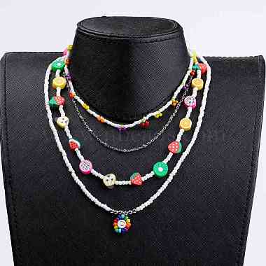 Beaded Necklaces & 304 Stainless Steel Satellite Chain Necklace Sets(NJEW-JN03459)-3