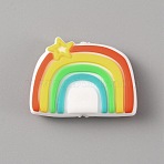 Silicone Beads, Rainbow with Star, Red, 22.5x30x8.5mm, Hole: 2.5mm(SIL-WH0001-25A)