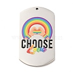 Non-Tarnish Pride 201 Stainless Steel Big Pendants, Oval Rectangle with Word Choose Love, Stainless Steel Color, Word, 50x28x2mm, Hole: 1.8mm(STAS-J041-05B)