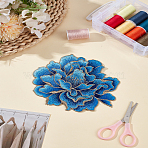 1Pc Polyester Embroidery Sequin Costume Accessories, Sewing Craft Decoration, Flower, Royal Blue, 124x146x1.5mm(DIY-LP0003-28)