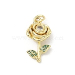 Brass Micro Pave Cubic Zirconia Pendants, Long-Lasting Plated, Rack Plating, Lead Free & Cadmium Free, Flower Charms, Real 18K Gold Plated, 20x11x6.5mm, Jump Ring: 5x1mm, 3mm inner diameter
(KK-H255-26G)