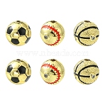 6Pcs 3 Styles Round Brass Micro Pave Cubic Zirconia Beads, with Enamel, Real 18K Gold Plated, 10mm, Hole: 1.2mm, 2pcs/style(KK-CJ0003-49)