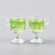 Resin Pendants, Imitation Food, Cup with Fruit, Lawn Green, 18.5x15.5x11.5mm, Hole: 2.5mm(RESI-WH0011-28K)
