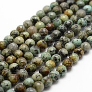 Natural African Turquoise(Jasper) Beads Strands, Faceted, Round, 4mm, Hole: 1mm, about 96pcs/strand, 14.9 inch~15.1 inch(X-G-D840-15-4mm)
