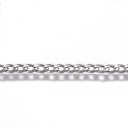 304 Stainless Steel Chain, Curb Chain, Twisted Chain, Unwelded, Stainless Steel Color, 3.5x2x0.8mm(CHS-G017-11P-0.6mm)
