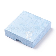Cardboard Bracelet Boxes, with Sponge inside, Rose Flower Pattern, Square, Cornflower Blue, 90x90x22~23mm(CBOX-G003-14B)