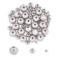 304 Stainless Steel Textured Beads, Round, Stainless Steel Color, 3x2mm, Hole: 1mm, 60pcs/box(STAS-UN0014-46P)