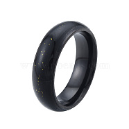 Bling Glitter 201 Stainless Steel Plain Band Ring for Women, Electrophoresis Black, Inner Diameter: 17mm(RJEW-N043-16E)