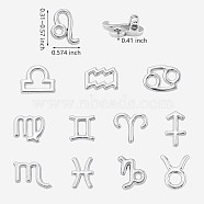 36Pcs Alloy Pendants, 12 Constellation Charms, Zodiac Sign Charms, for Jewelry Necklace Bracelet Earring Making Crafts, Platinum, 14.6x8~14.5x10.3mm, Hole: 1.8mm(JX499A)