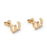 Ion Plating(IP) 304 Stainless Steel Stud Earrings, with Ear Nuts, Manual Polishing, Greek Alphabet, Letter.E, 7x10x1mm, Pin: 0.7mm(STAS-Z028-A-09G)