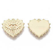 Brass Pendant Enamel Settings, Nickel Free, Heart with Eye, Real 18K Gold Plated, 14x15x2mm, Hole: 0.8mm(KK-S354-202-NF)