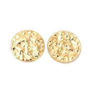 Ion Plating(IP) 304 Stainless Steel Pendants, Hammered Flat Round Charms, Real 18K Gold Plated, 29.5x2.5mm, Hole: 2.5mm(X-STAS-L268-029G)