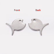 Original Color Blacnk Stamping Tag Fish Charms 304 Stainless Steel Pendants, 14.5x12.5x1mm(X-STAS-Q053)