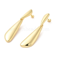 Real 18K Gold Plated Brass Dangle Stud Earrings, Long-Lasting Plated, Cadmium Free & Lead Free, Wing, 66.5x14.5mm(EJEW-G382-20B-G)