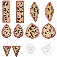 Olycraft DIY Leopard Print Geometry Earring Making Kit, Including Triangle & Teardrop & Rectangle Cowhide Leather Pendants, Iron Earring Hooks, Navajo White, 42Pcs/box(DIY-OC0009-69)