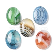 Natural Striped Agate/Banded Agate Cabochons, Dyed & Heated, Oval, Mixed Color, 30x21.5~22x6.5~7.5mm(G-H296-01E)