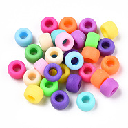 Opaque Plastic Beads, Frosted, Barrel, Mixed Color, 9x6mm, Hole: 3.8mm, about 1900pcs/500g(KY-T025-01-C)
