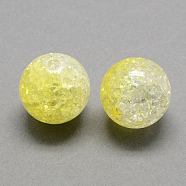 Two Tone Transparent Crackle Acrylic Beads, Half Spray Painted, Round, Champagne Yellow, 8mm, Hole: 2mm, about 1892pcs/500g(CACR-R009-8mm-09)