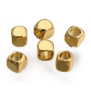Rack Plating Brass Spacer Beads, Long-Lasting Plated, Cube, Real 18K Gold Plated, 1.8x1.8x1.8mm, Hole: 1.2mm(KK-F801-11-G)