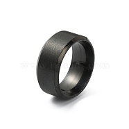 201 Stainless Steel Plain Band Ring for Women, Matte Gunmetal Color, Inner Diameter: 15.25mm(RJEW-WH0010-06A-MB)