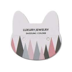 100Pcs Cat Head Shape Paper Jewelry Earring Display Cards, Colorful, 3.5x3.5x0.05cm(AJEW-Z021-03C)