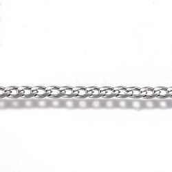 304 Stainless Steel Chain, Curb Chain, Twisted Chain, Unwelded, Stainless Steel Color, 3.5x2x0.8mm(CHS-G017-11P-0.6mm)